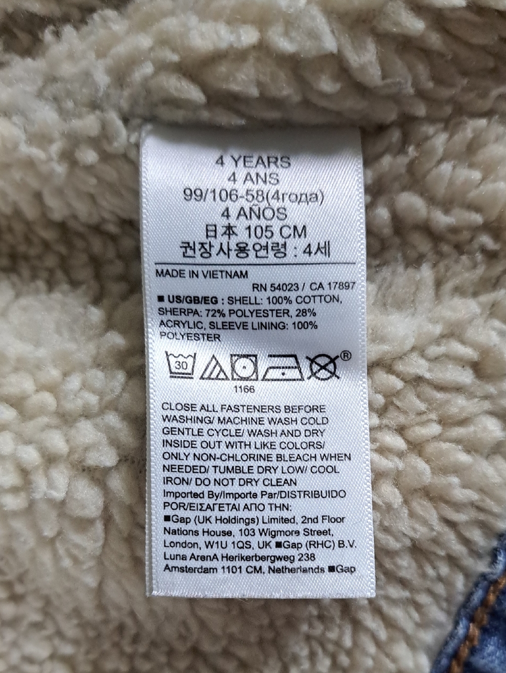GAP Denim Jacket with Cream Sherpa Collar - Picture 6 of 10